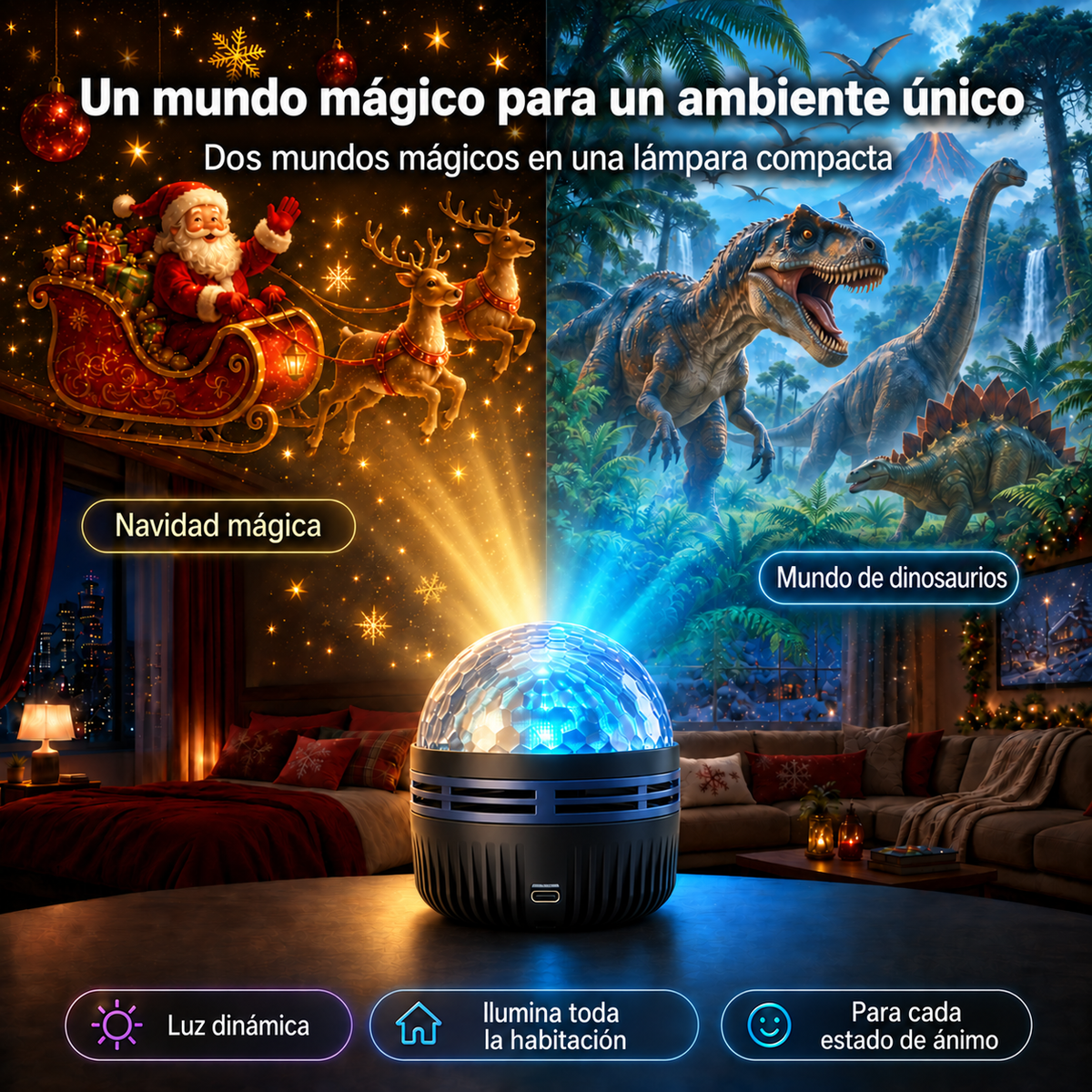 Tienda Oficial | 🎁🎄🦖 Proyector holográfico inteligente de cielo estrellado SCNDR® 360°（HD Smart Dynamic 5D）