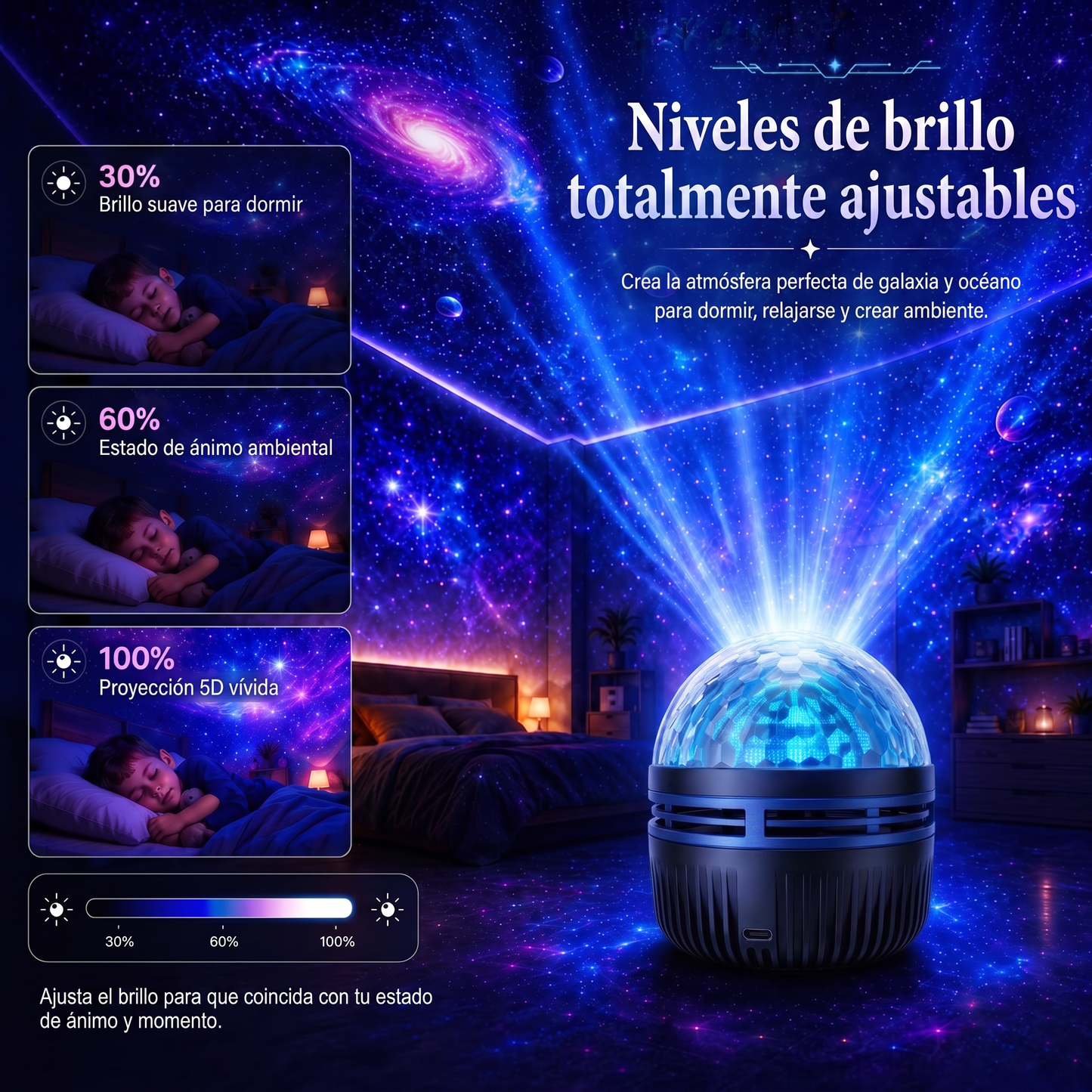 Tienda Oficial | 💕🎁 Proyector holográfico inteligente de cielo estrellado SCNDR® 360°（HD Smart Dynamic 5D）