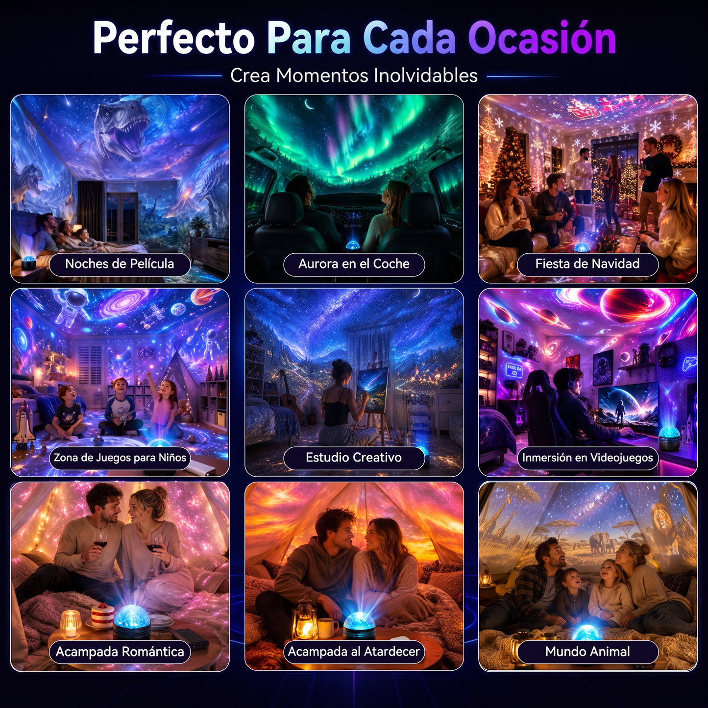 Tienda Oficial | 💕🎁 Proyector holográfico inteligente de cielo estrellado SCNDR® 360°（HD Smart Dynamic 5D）